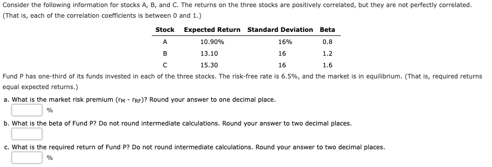 Solved Consider the following information for stocks A,B, | Chegg.com