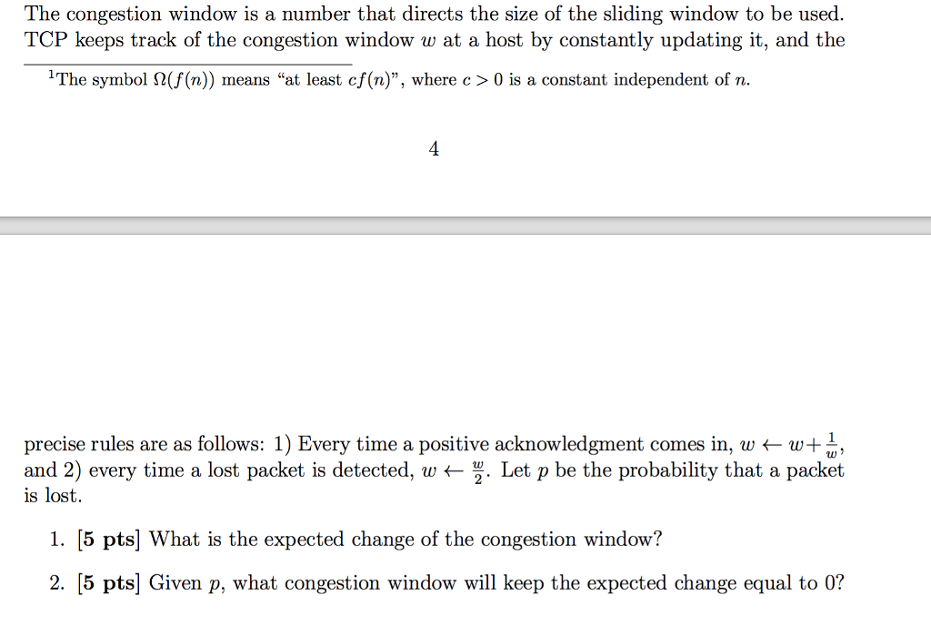 Solved The congestion window is a number that directs the | Chegg.com