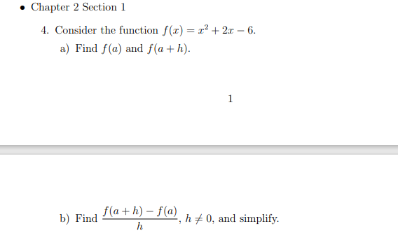 Solved Chapter 2 Section 1 4. Consider the function f(1) = | Chegg.com