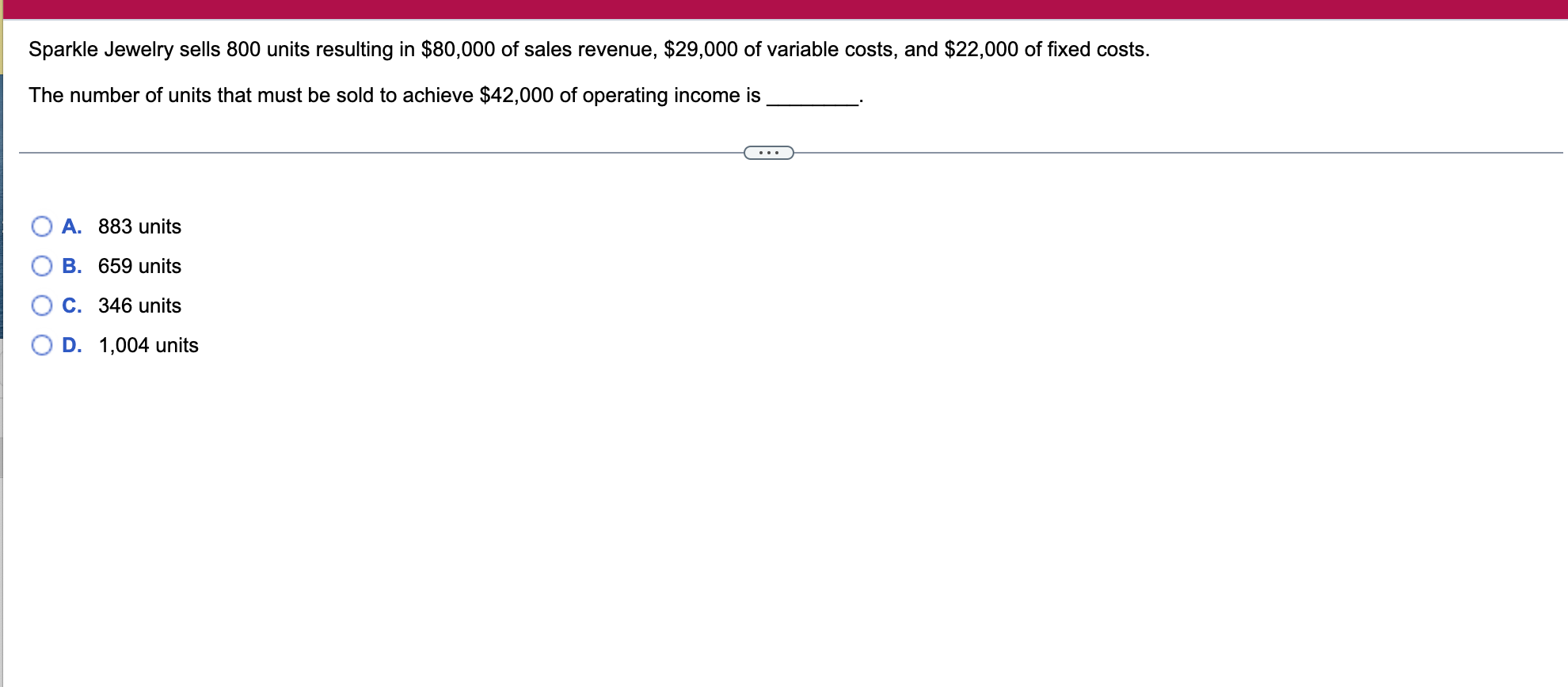 Solved Sparkle Jewelry sells 800 units resulting in 80,000