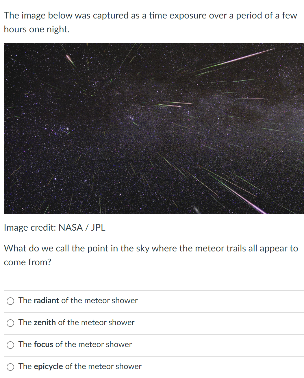 Solved The image below was captured as a time exposure over | Chegg.com