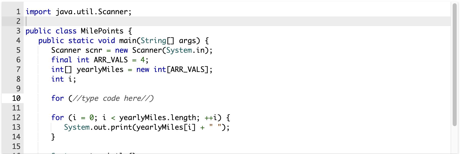 Solved Given the integer array yearlyMiles with the size of | Chegg.com