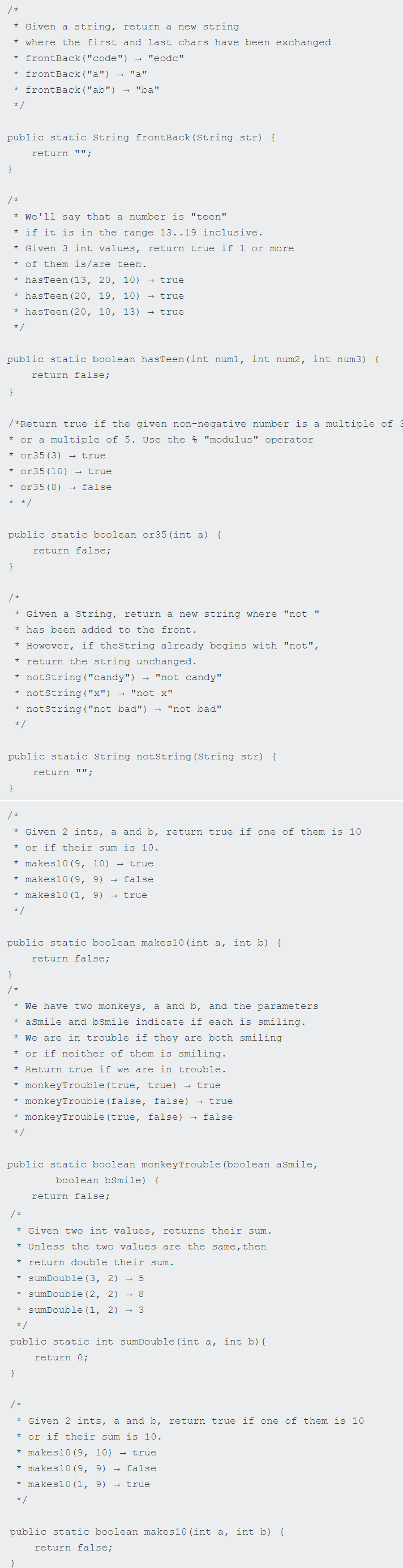 Solved Java Please Write Methods For The Following Also Chegg Com