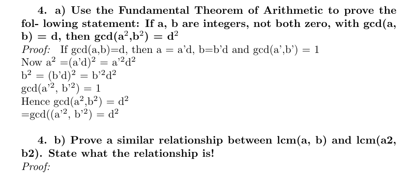 Solved 4. A) Use The Fundamental Theorem Of Arithmetic To | Chegg.com