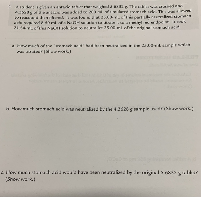 Solved A student is given an antacid tablet that weighed