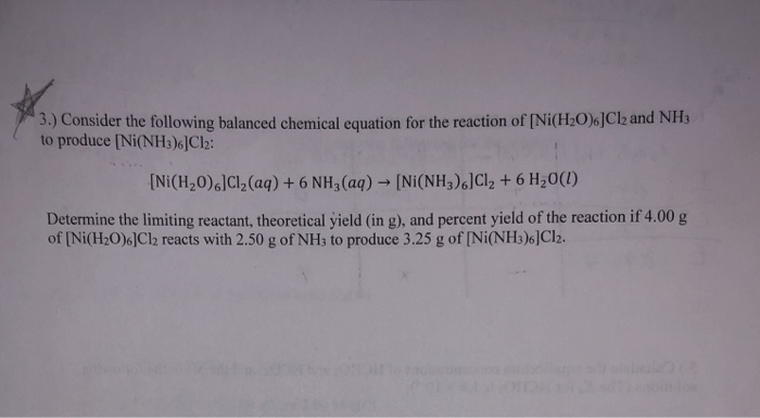 Solved 3.) Consider The Following Balanced Chemical Equation | Chegg ...