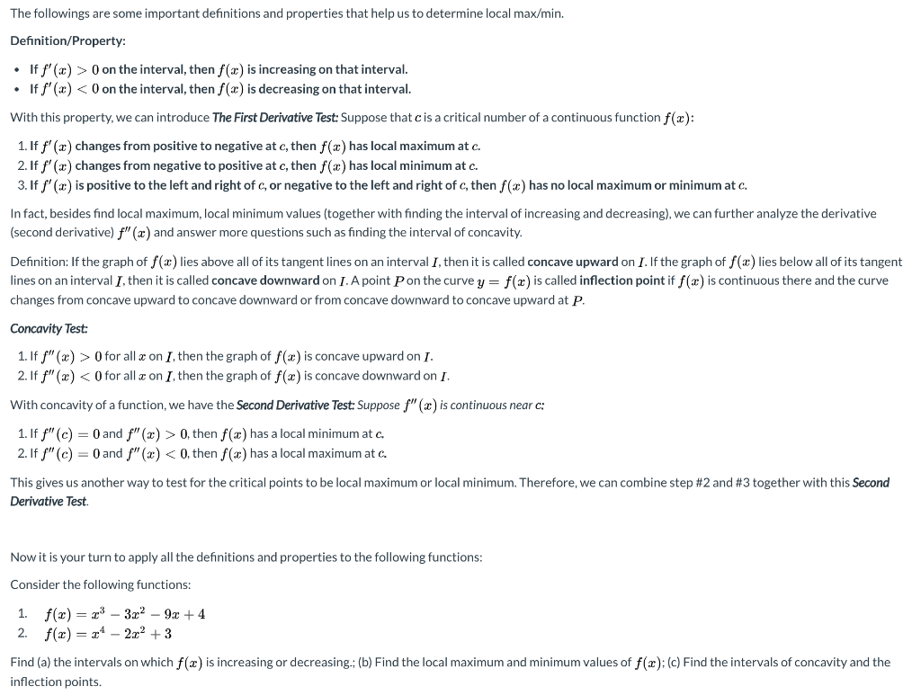 Solved The Followings Are Some Important Definitions And Chegg Com