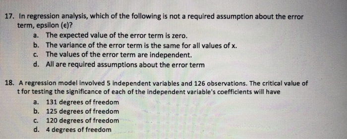 solved-17-in-regression-analysis-which-of-the-following-is-chegg