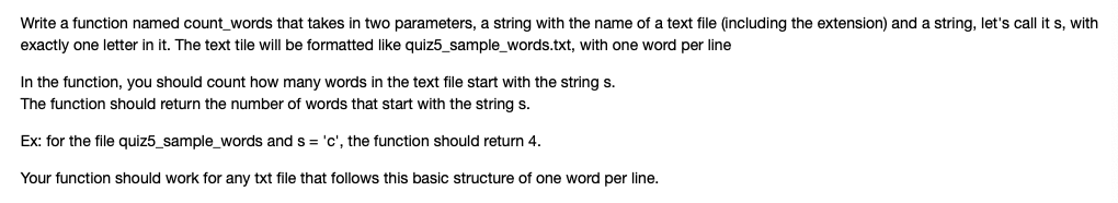 Solved Write a function named count words that takes in two | Chegg.com