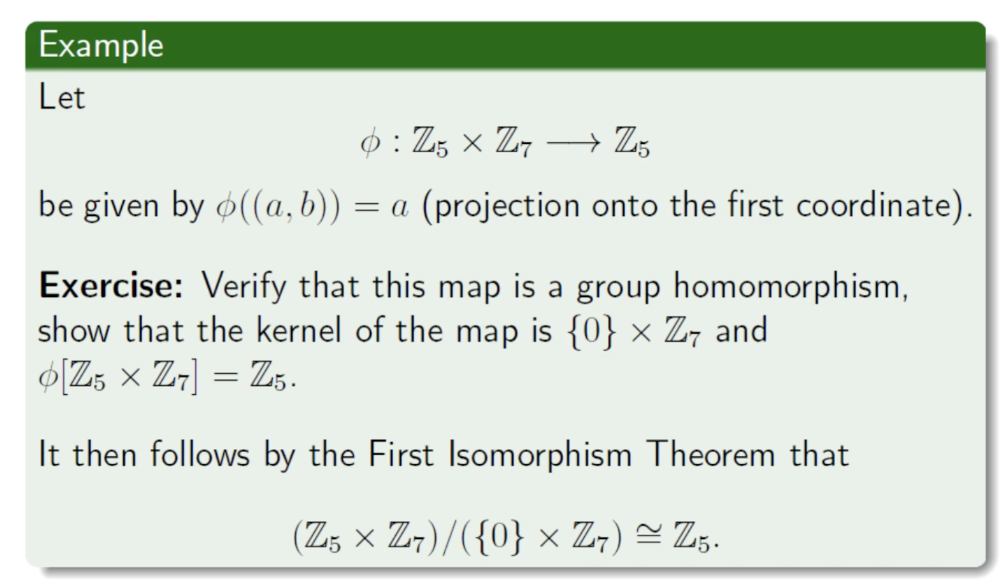 Solved Let ϕz5×z7 Z5 Be Given By ϕaba Projection 1809