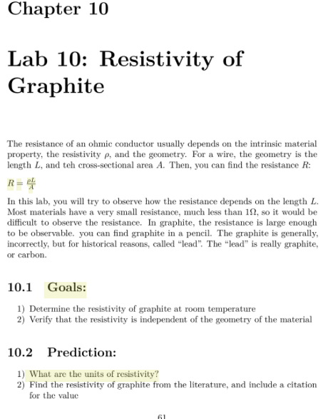 Solved Chapter 10 Lab 10 Resistivity Of Graphite The Res Chegg Com