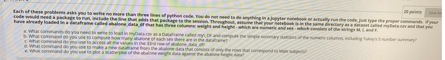 Solved 20 points Save An Each of these problems asks you to | Chegg.com