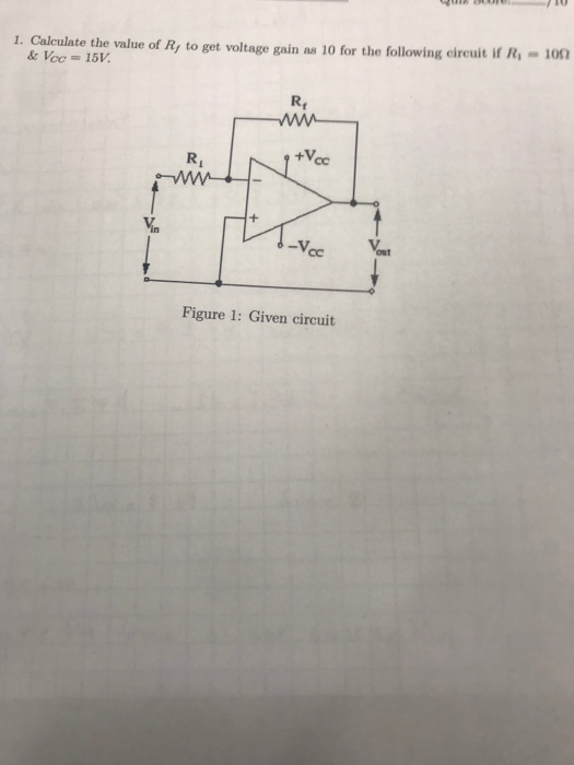 Solved 1. Calculate the value of Ry to get voltage gain as | Chegg.com