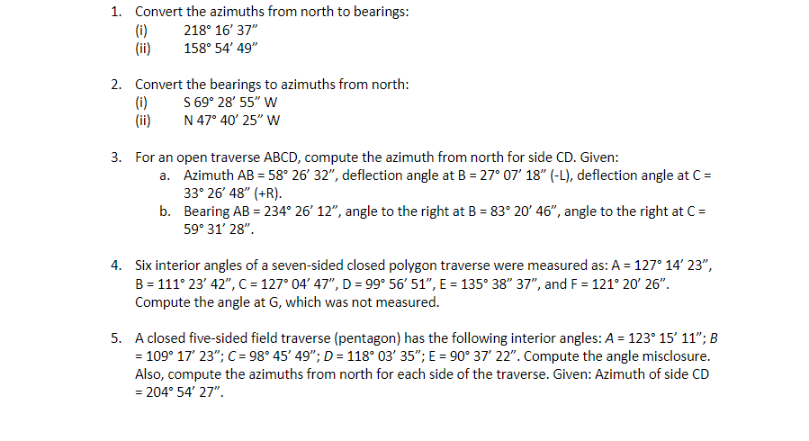 Converting Azimuths Worksheet | Azimuth To Bearing – MUWNH