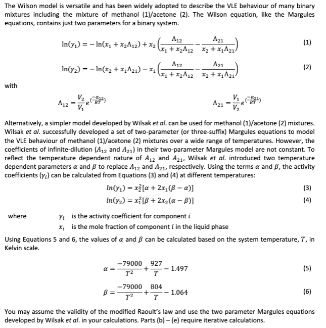 Solved The Wilson model is versatile and has been widely | Chegg.com