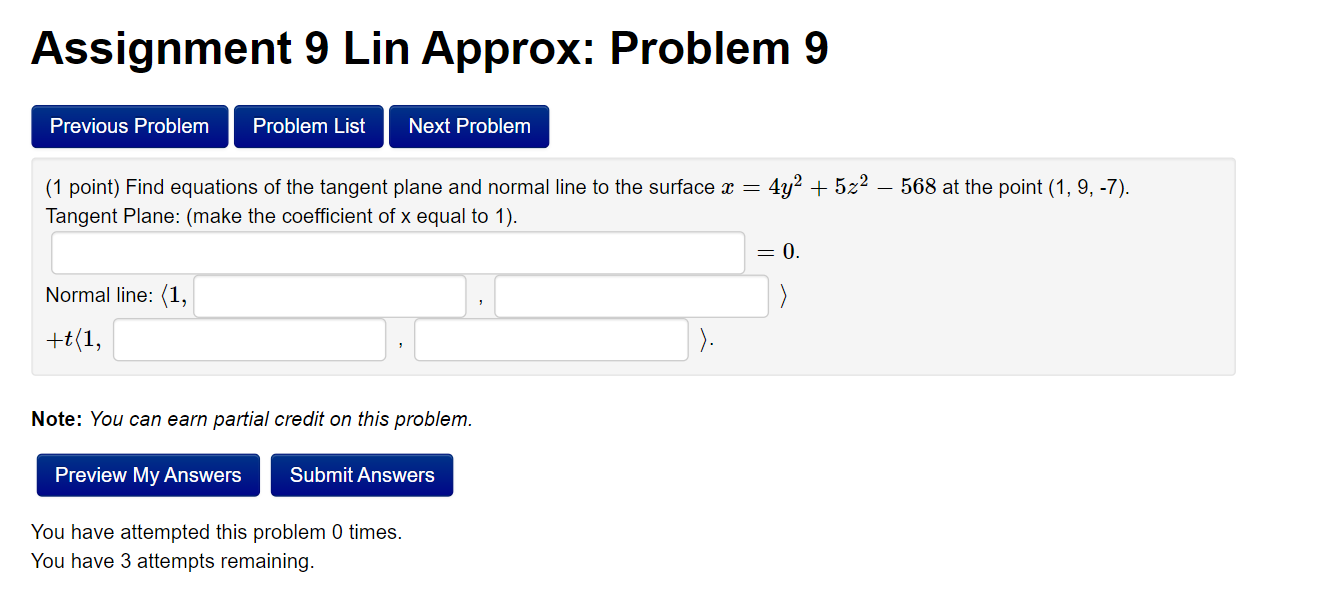 Solved Assignment 9 Lin Approx: Problem 9 Previous Problem | Chegg.com