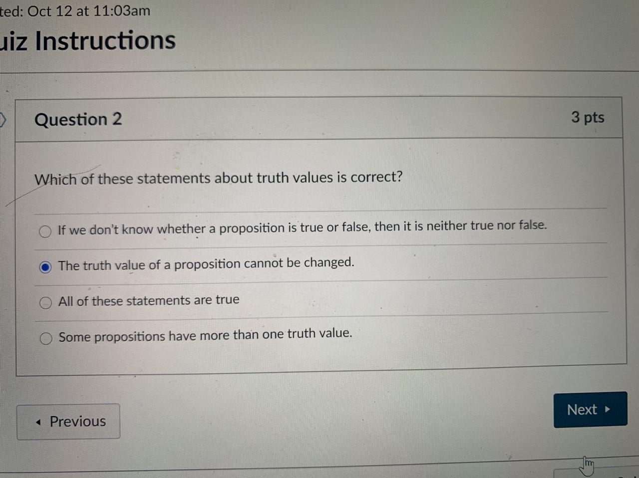 Solved ced: Oct 12 at 11:03am uiz Instructions 3 pts | Chegg.com