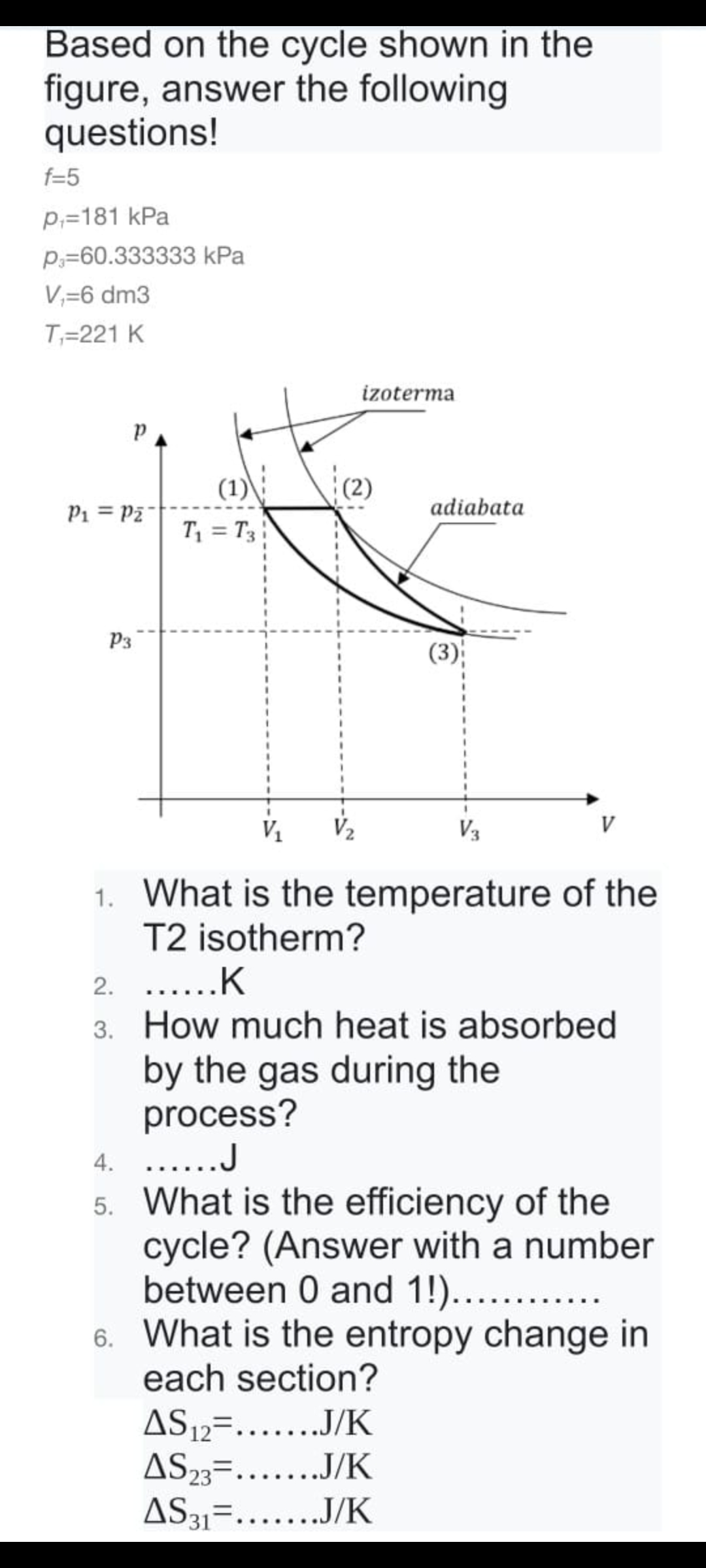 Solved Based on the cycle shown in the figure, answer the | Chegg.com