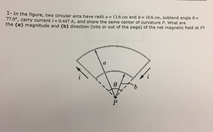 Solved Figure, Two Circular Arcs Have Radii A 13.6 Cm And B | Chegg.com