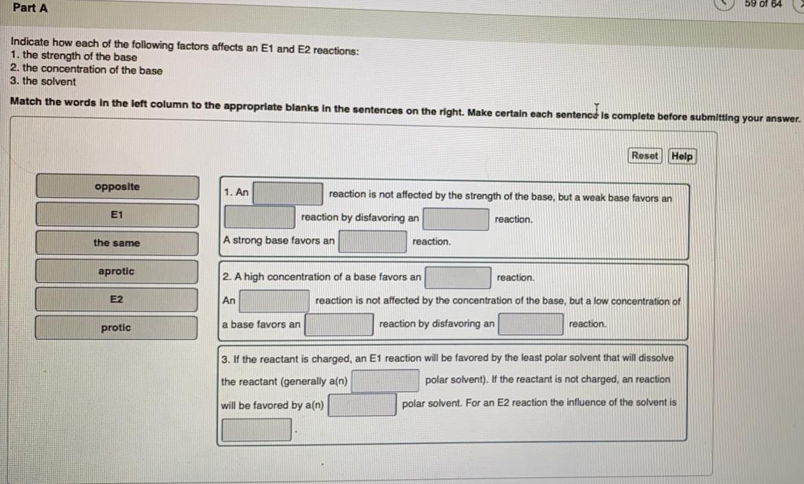 Solved Part A 9 of 64 Indicate how each of the following | Chegg.com