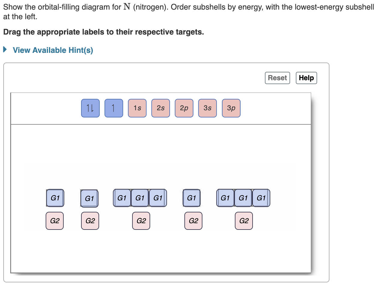 Solved Show the orbital-filling diagram for N (nitrogen). | Chegg.com