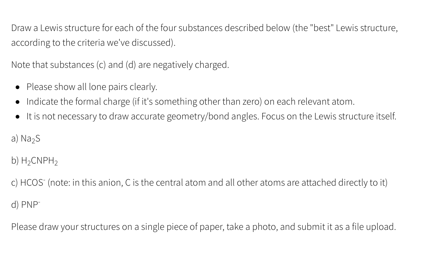 Solved Draw a Lewis structure for each of the four | Chegg.com