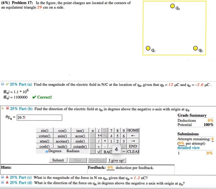 Solved (6%) Problem 17: In the figure, the point charges are | Chegg.com