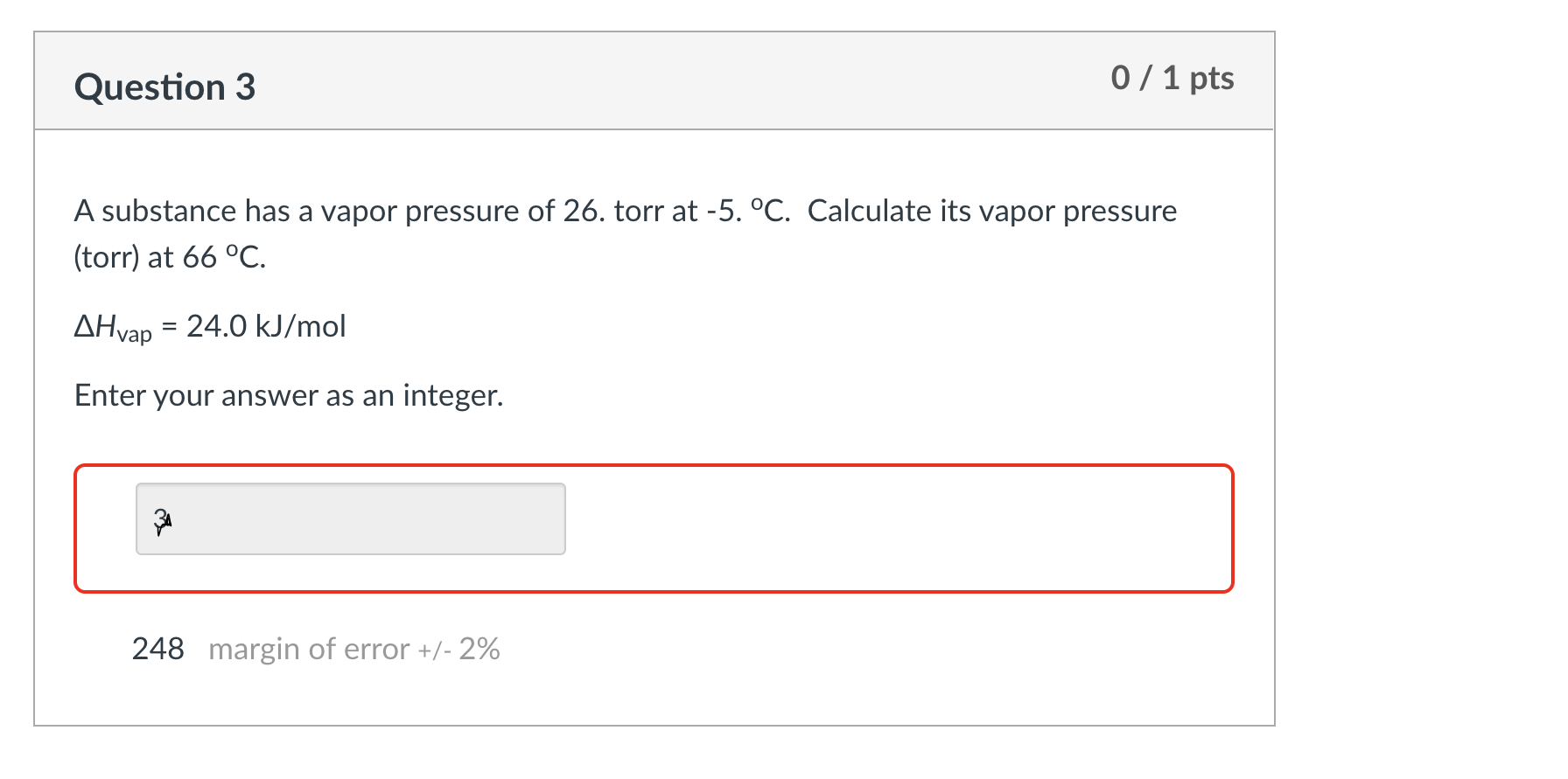 Solved A substance has a vapor pressure of 26 . torr at | Chegg.com