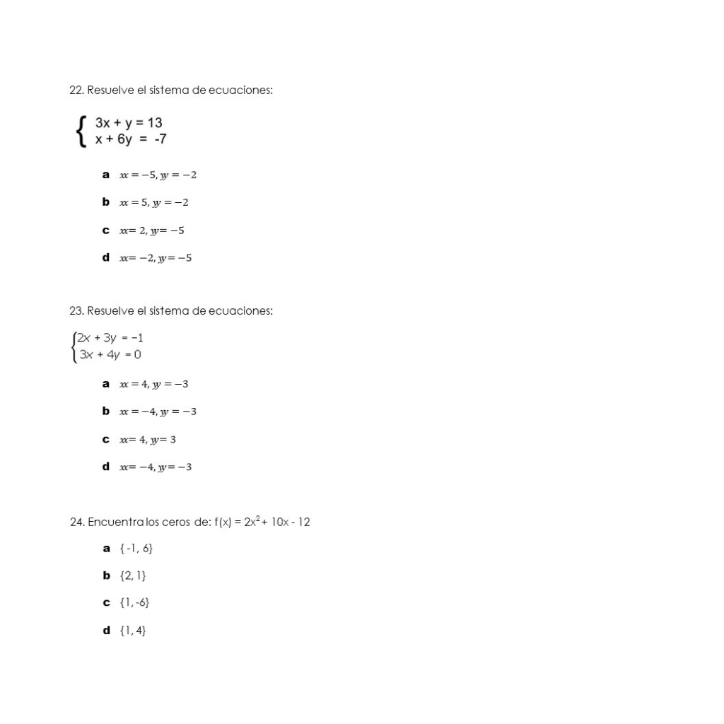 Solved 22. Resuelve el sistema de ecuaciones: S 3x + y = 13 | Chegg.com