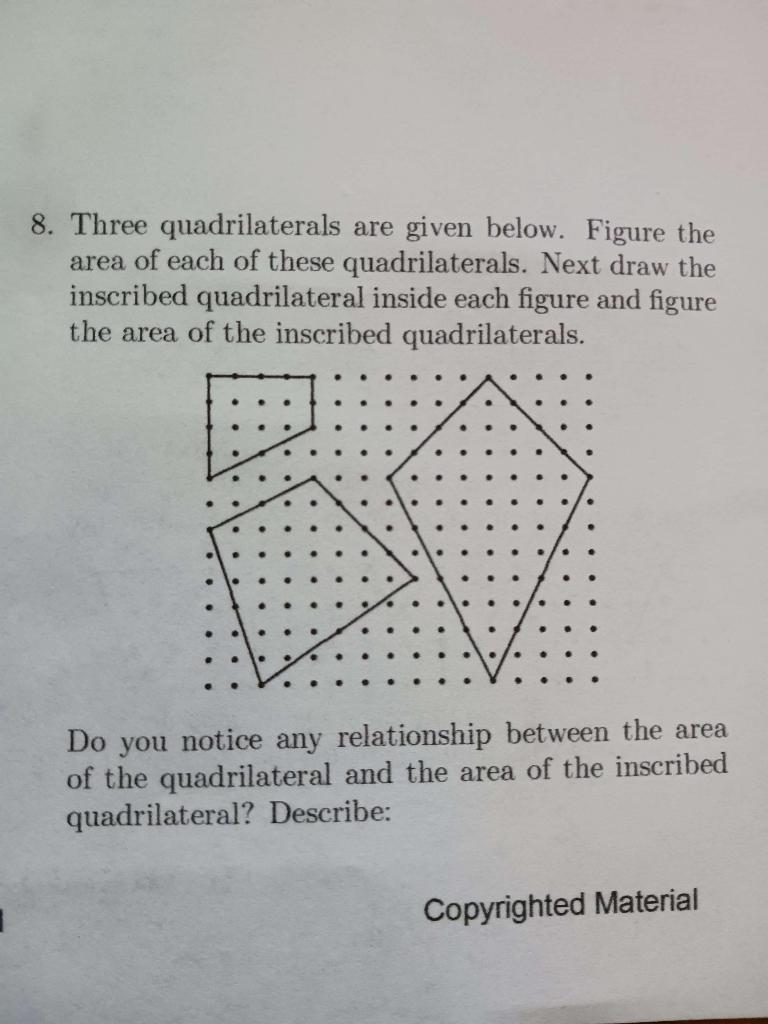 8. Three quadrilaterals are given below. Figure the | Chegg.com