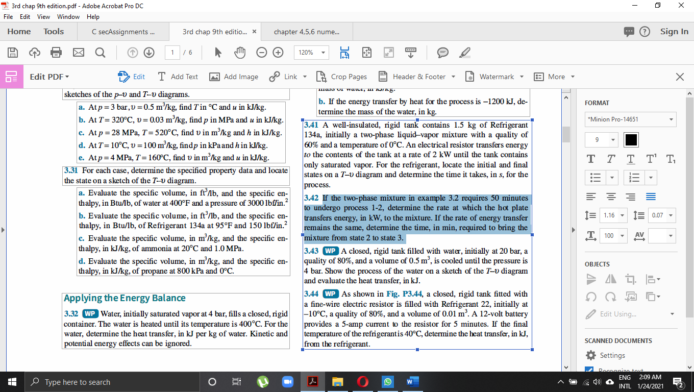 Solved If the two-phase mixture in example 3.2 requires 50 | Chegg.com