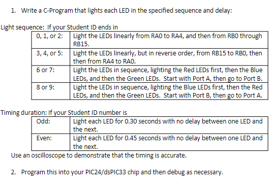 Solved 1. Write a C-Program that lights each LED in the | Chegg.com