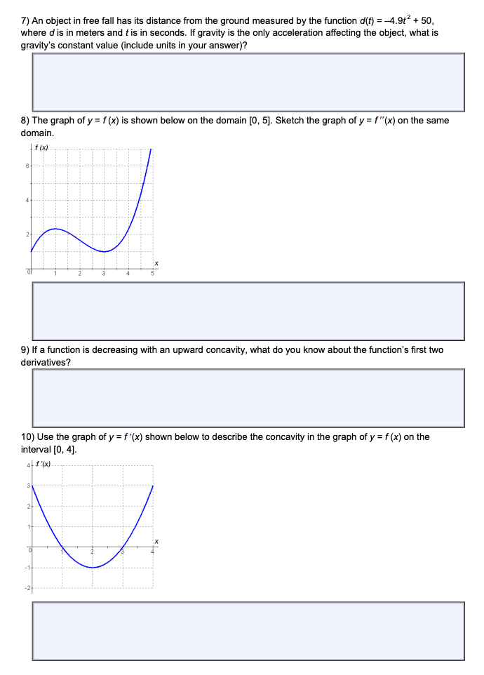 Solved 7) An object in free fall has its distance from the | Chegg.com