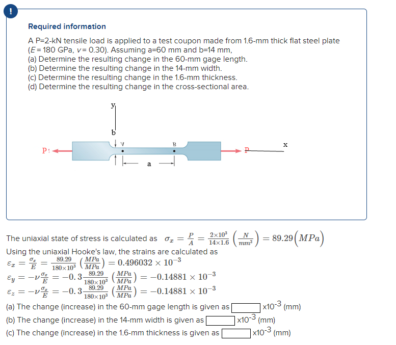 Solved Required information A P=2-KN tensile load is applied | Chegg.com