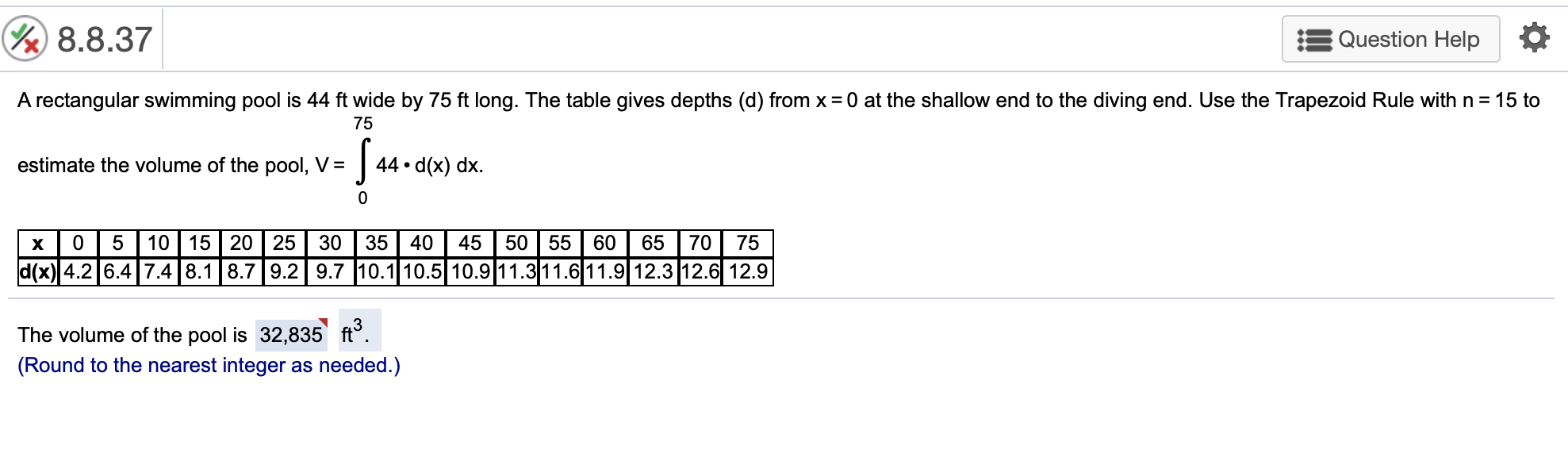 Solved 7x 8.8.37 Question Help A rectangular swimming pool | Chegg.com