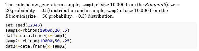 Solved The code below generates a sample, samp 1 , of size | Chegg.com