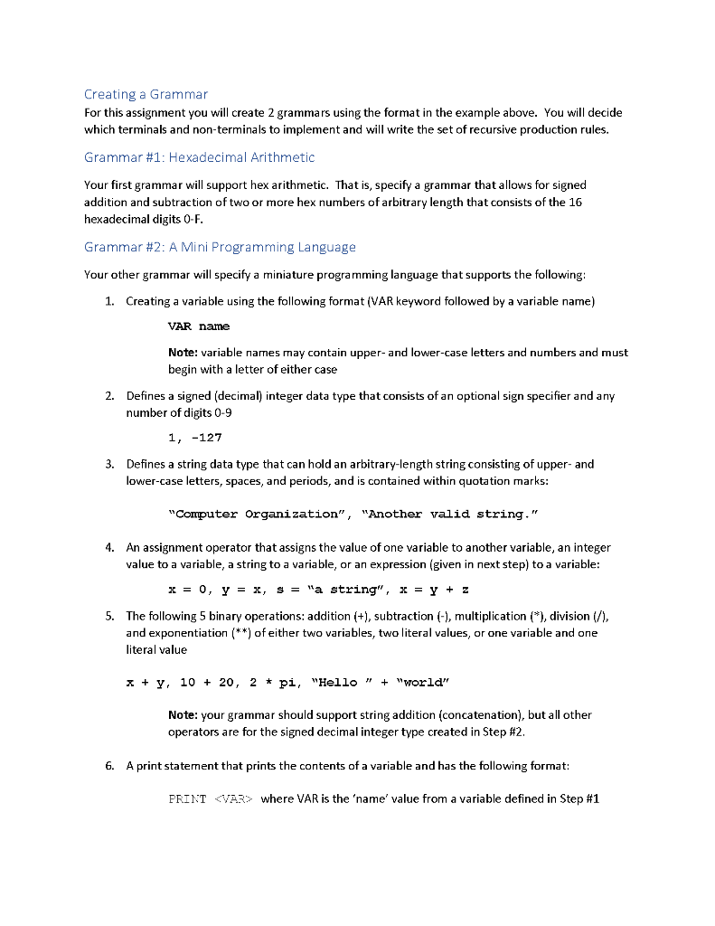 Computer Organization Module 8 Exercise: Grammar | Chegg.com