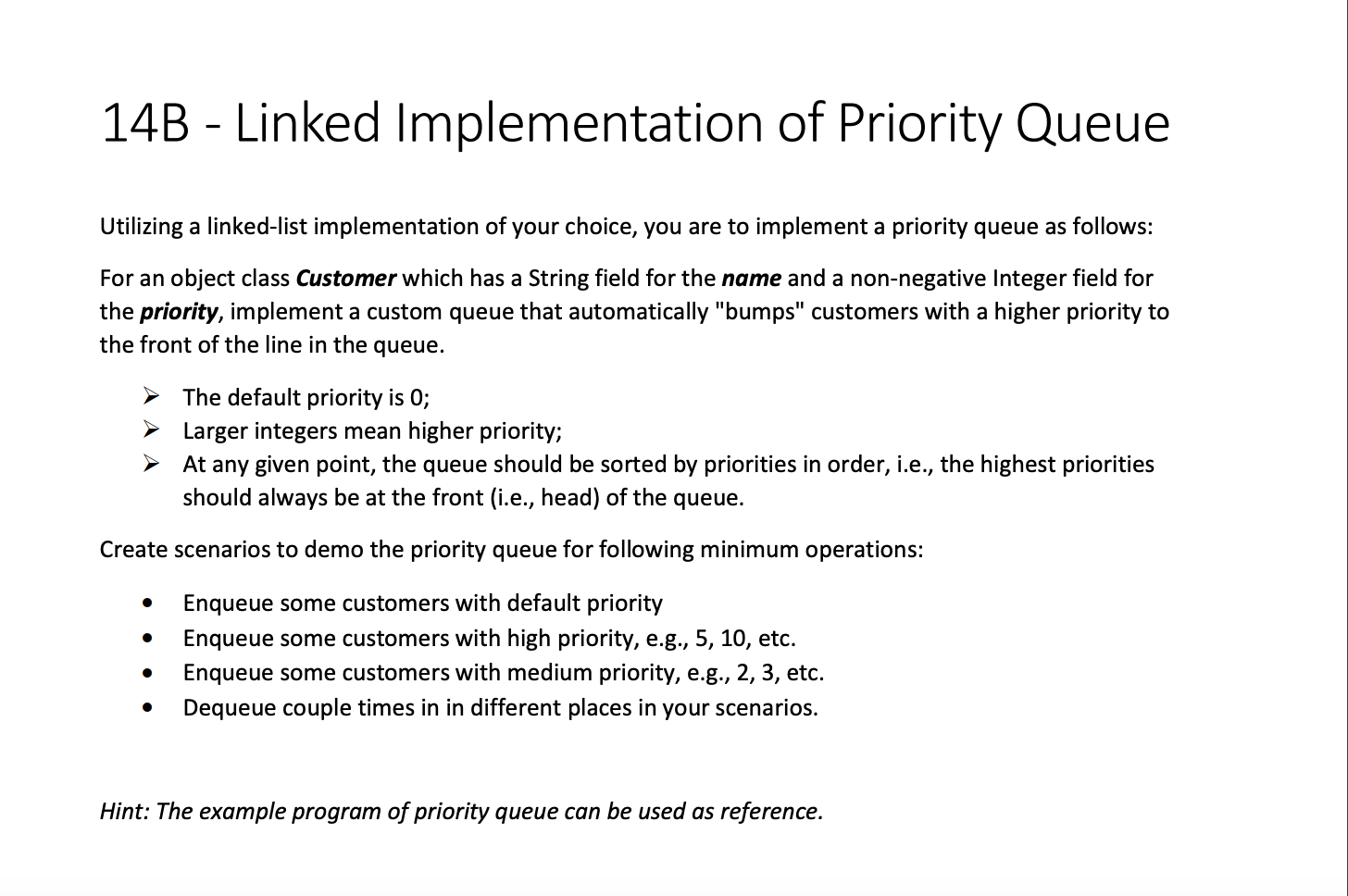 Solved 14B - Linked Implementation of Priority Queue | Chegg.com