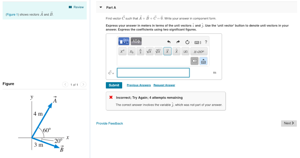 Solved Review Part A (Figure 1) shows vectors A and B Find | Chegg.com