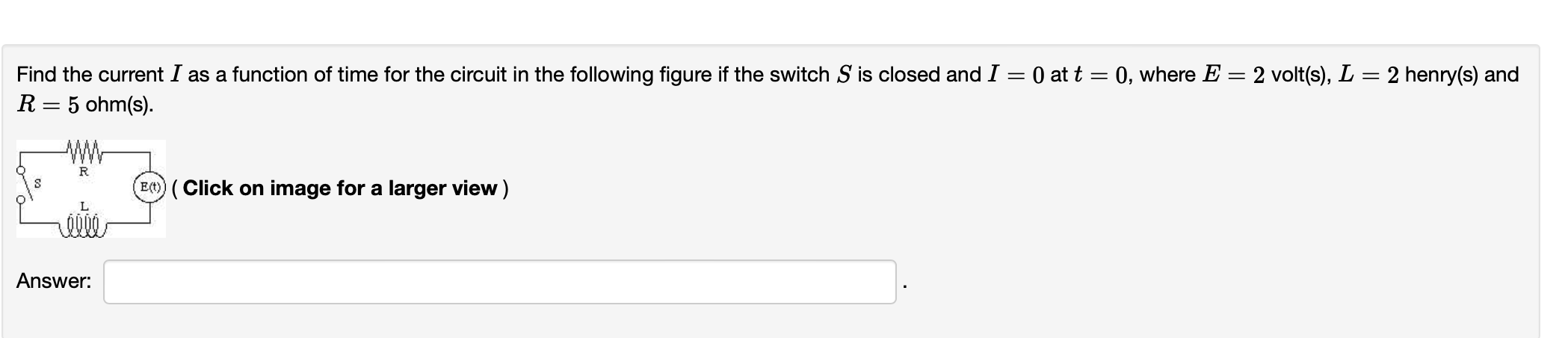 Solved Find the current I as a function of time for the | Chegg.com