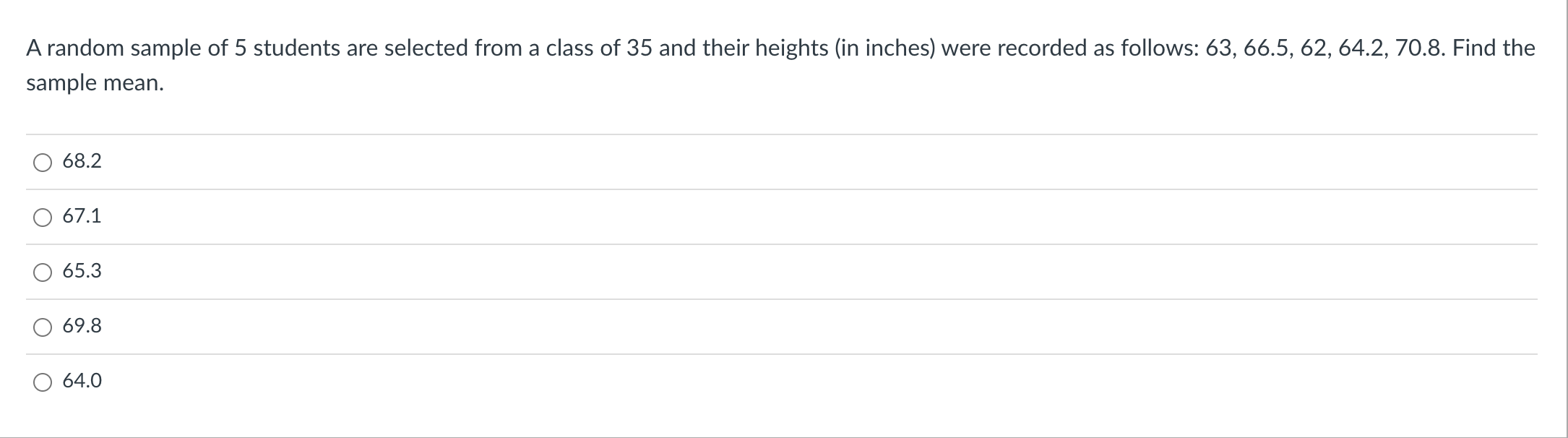 Solved A random sample of 5 students are selected from a | Chegg.com