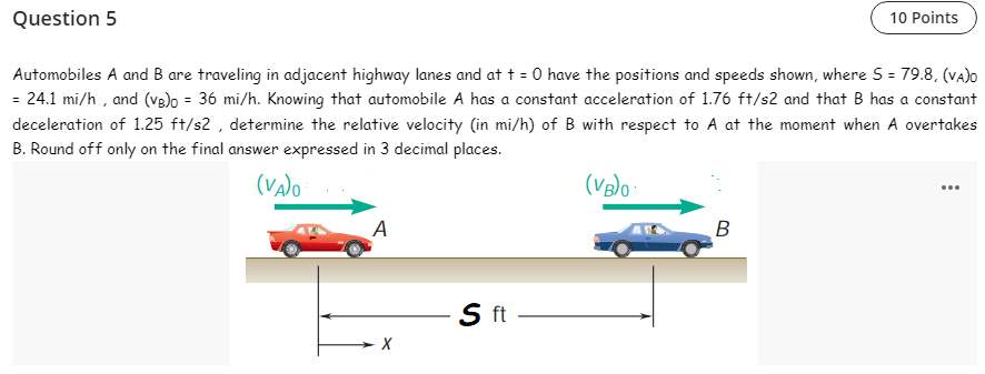 Solved Automobiles A And B Are Traveling In Adjacent Highway | Chegg.com