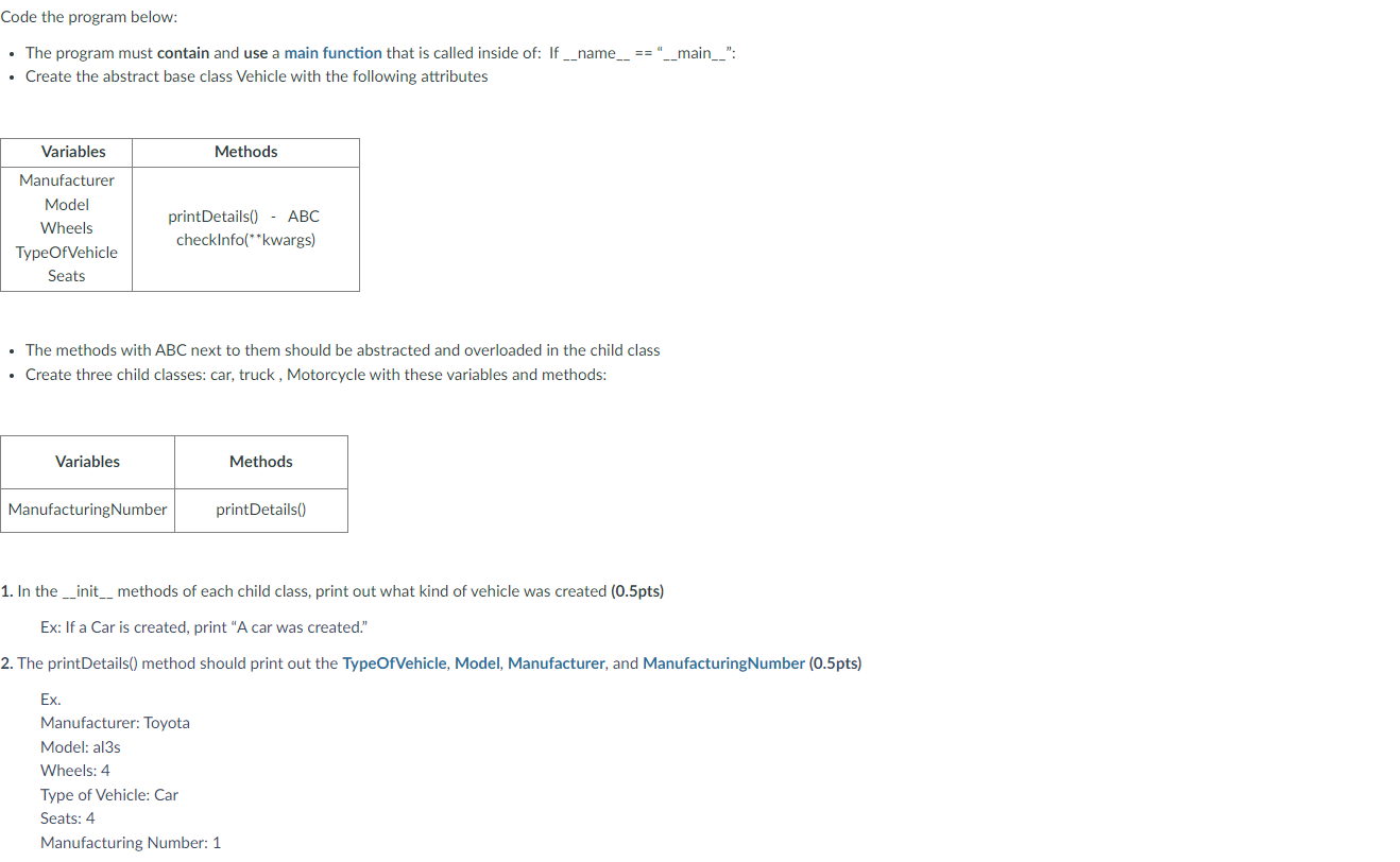 Solved Code the program below: - The program must contain | Chegg.com