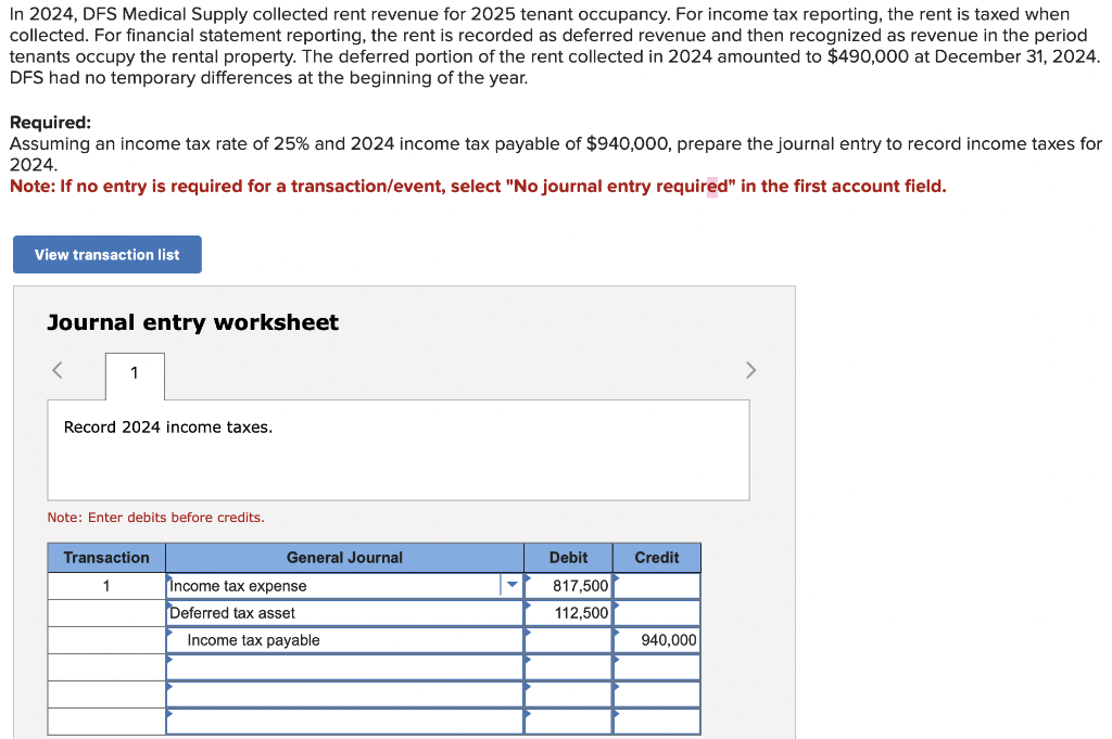 Solved In 2024, DFS Medical Supply collected rent revenue