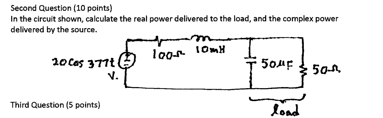 Solved In the circuit shown, calculate the real power | Chegg.com