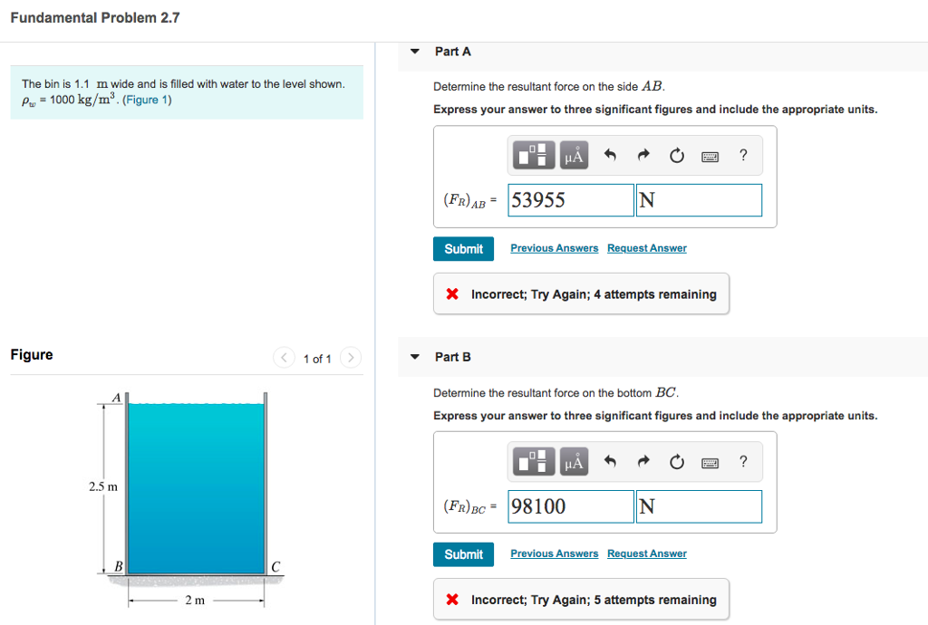 Solved Fundamental Problem 2.7 PartA The bin is 1.1 m wide | Chegg.com