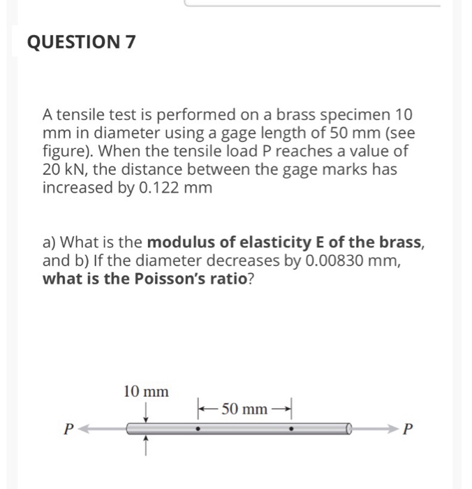 Solved QUESTION 7 A tensile test is performed on a brass | Chegg.com