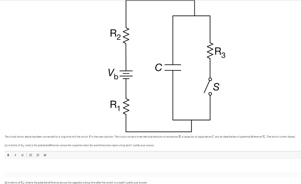 Solved R Zr3 C Vo Alih S Rs The Circuit Shown Above Has Chegg Com