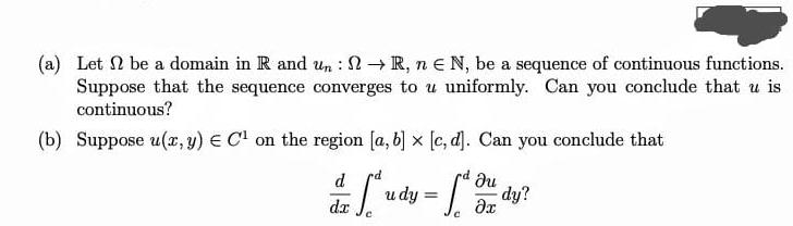 Solved (a) Let I be a domain in R and Un : 12 R, n E N, be a | Chegg.com