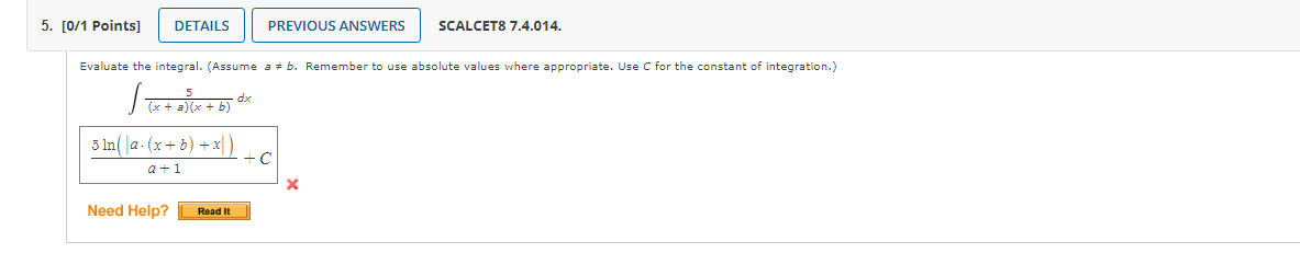 Solved Evaluate The Integral. (Assume A =b. Remember To Use | Chegg.com